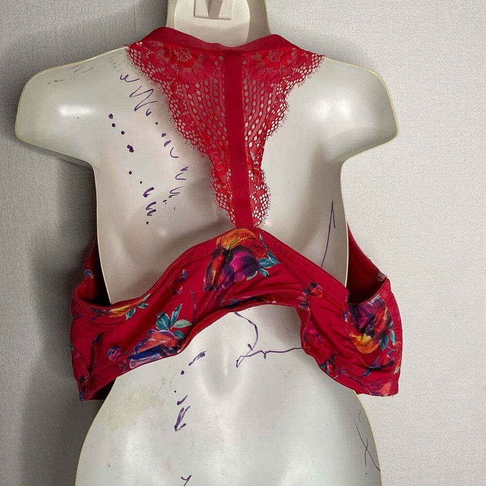 Cacique Seriously Sexy Bra 42DD Boost Plunge Underwire Red Floral Front Closure - Picture 10 of 12